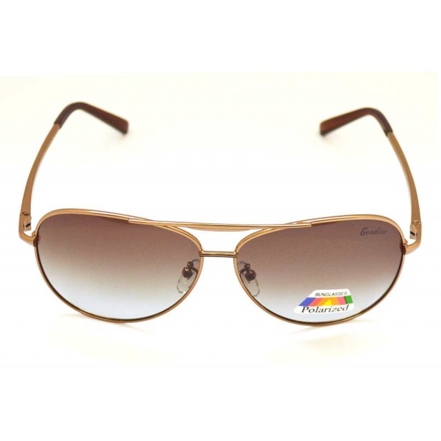 Ochelari de soare rama metalica aramie lentila maro UV400 60002