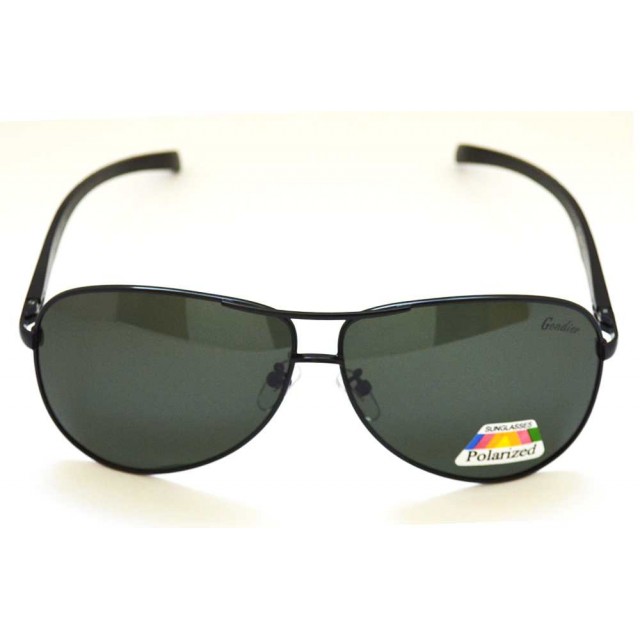 Ochelari de soare rama metalica neagra lentila verde UV400 60005