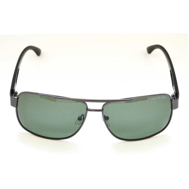 Ochelari de soare rama metalica gri inchis lentila verde UV400 60008