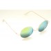 Ochelari de soare rama rotunda metalica aurie lentila verde oglinda UV400 60014