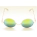 Ochelari de soare rama rotunda metalica aurie lentila verde oglinda UV400 60014