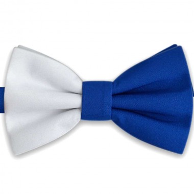 Papion dublu colorat, alb - albastru