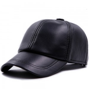 Sapca din piele, neagra, model HUTTON