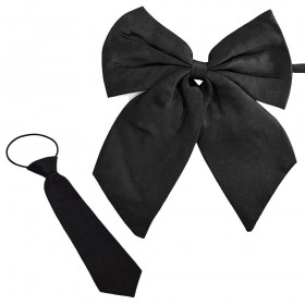 Set papion dama negru si cravata copil
