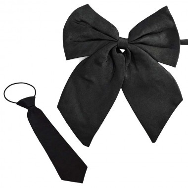 Set papion dama negru si cravata copil