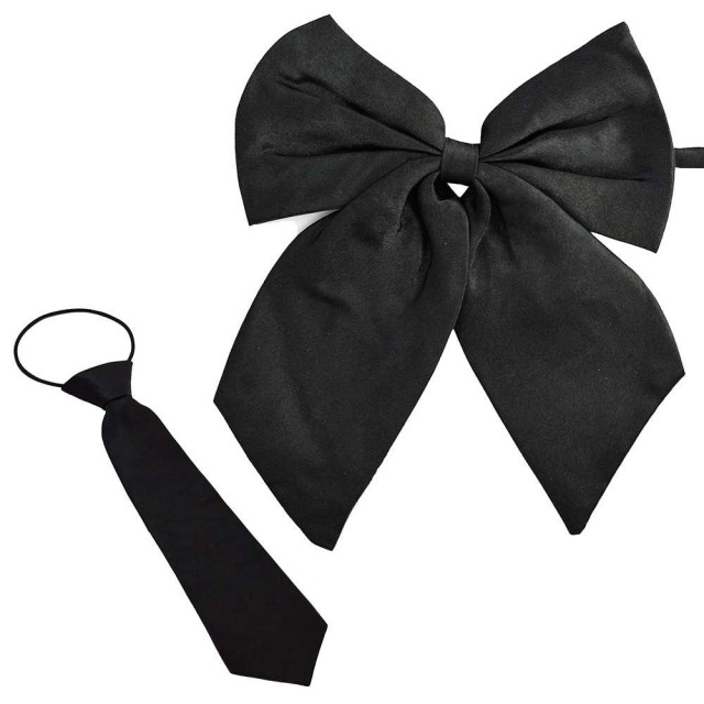 Set papion dama negru si cravata copil