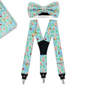 Set papion, batista, bretele, personalizat, model "Botez de Poveste"