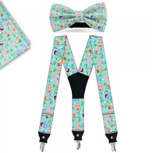 Set papion, batista, bretele, personalizat, model "Botez de Poveste"