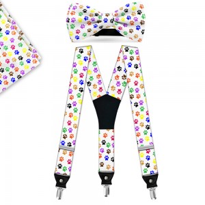 Set papion, batista, bretele, personalizat, "Urme de labute"