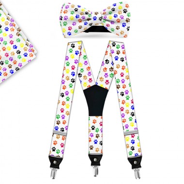 Set papion, batista, bretele, personalizat, "Urme de labute"