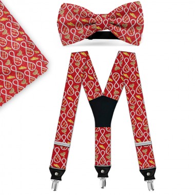 Set papion, batista, bretele, personalizat, “Culoare si Bijuterii”