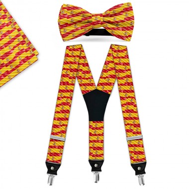 Set papion, batistă, bretele, personalizat, design "Steagul Spaniei"