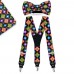 Set papion, batista, bretele, imprimeu "Traditional Multicolor"