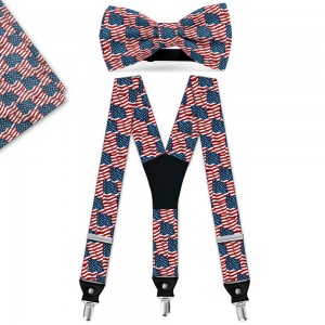 Set papion, batista, bretele personalizate, model "Steagul Americii"