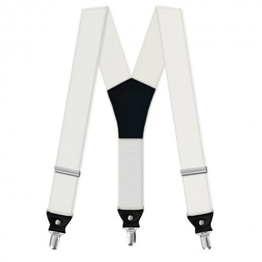 Bretele barbati, matase alba, model Supreme Elegance