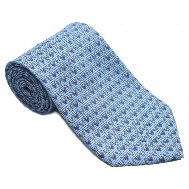 Cravata barbati bleu cu model abstract alb si negru 201