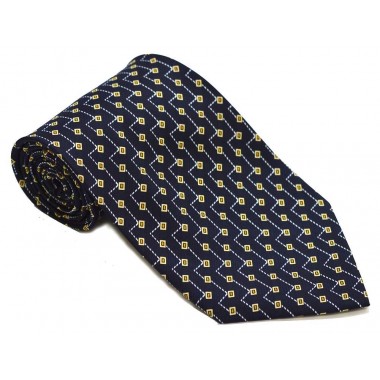 Cravata barbati bleumarin cu model abstract rosu cu galben 203