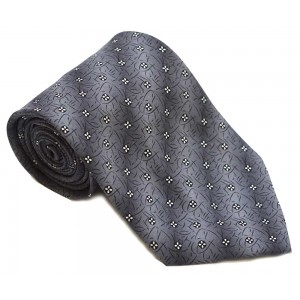 Cravata barbati gri cu model floral alb cu negru 186
