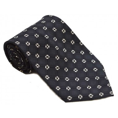 Cravata barbati neagra cu model abstract alb cu negru 207