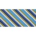 Cravata barbati alba cu model abstract bleumarin turcoaz galben si dungi oblice negre 239