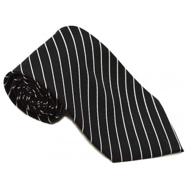 Cravata barbati neagra cu dungi oblice albe 221