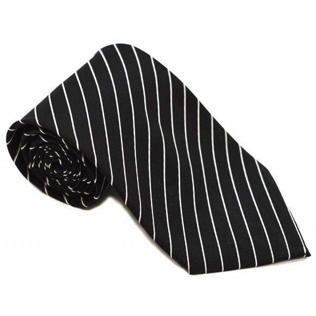 Cravata barbati neagra cu dungi oblice albe 221