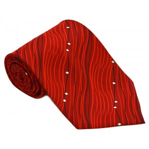 Cravata barbati rosie cu model abstract alb cu negru 223