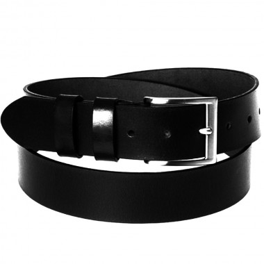 Curea piele, negru carbune, fără cusătură, 4 cm