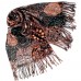 Esarfa bej dama eleganta tip casmir cu franjuri si model spirale colorate 196x70 cm