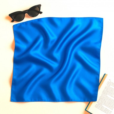 Esarfa dama blue, satin matase, patrata – albastru clasic