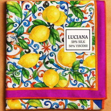 Esarfa dama eleganta colorata cu imprimeu lamai si flori Luciana