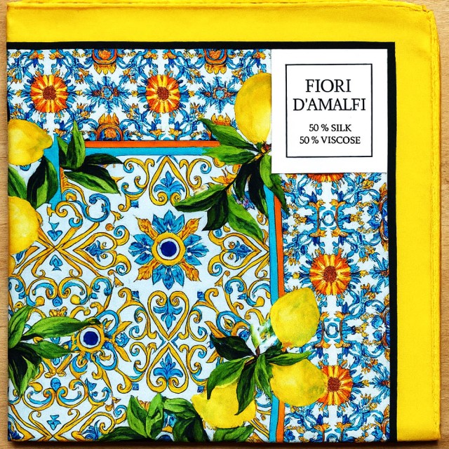 Esarfa dama eleganta Fiori D'amalfi, batic colorat cu model mediteranean