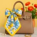 Esarfa patrata eleganta dama 70x70 cm lamai galben-albastru, matase