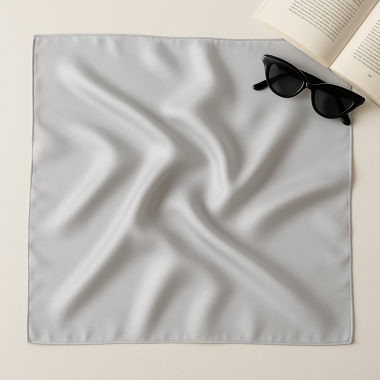 Eșarfă damă gri deschis, satin de mătase, pătrată 65x65 cm