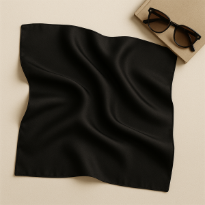 Esarfa dama neagra, satin de mătase, 65x65 cm