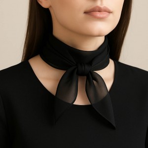 Esarfa neagra voal, dama, 65x65 cm