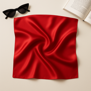 Eșarfă damă roșie din satin de mătase, pătrată 65x65 cm – elegantă