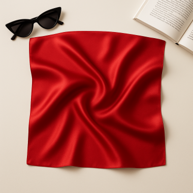Eșarfă damă roșie din satin de mătase, pătrată 65x65 cm – elegantă