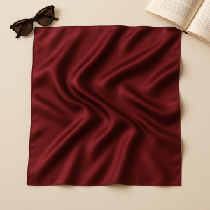 Eșarfă damă vișinie, satin de mătase, pătrată 65x65 cm