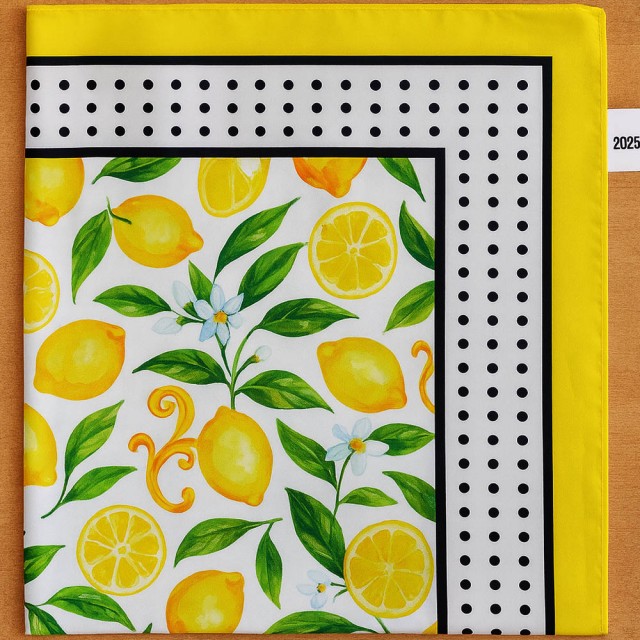 Esarfa tip Batic dama eleganta galben lamaie – Lemon Polka