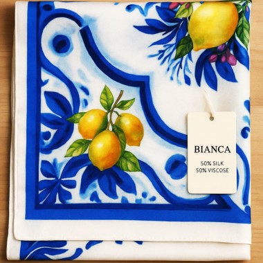 Esarfa dama eleganta lamai Bianca Tile matase vascoza 70x70 cm