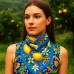 Esarfa patrata eleganta dama Ruvello Sun – batic mare femeie, colorata, cu imprimeu lamai si flori