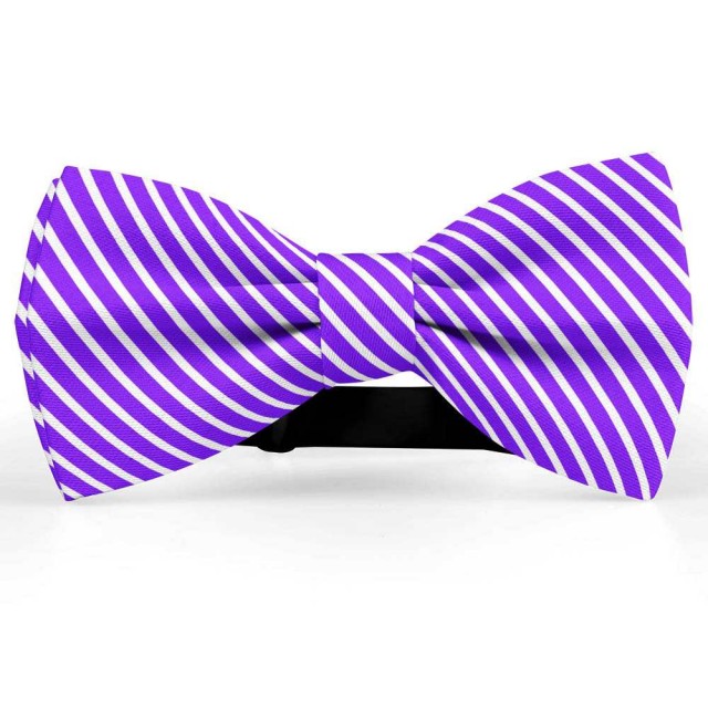 Papion butterfly, albastru indigo, imprimeu dungi albe inguste