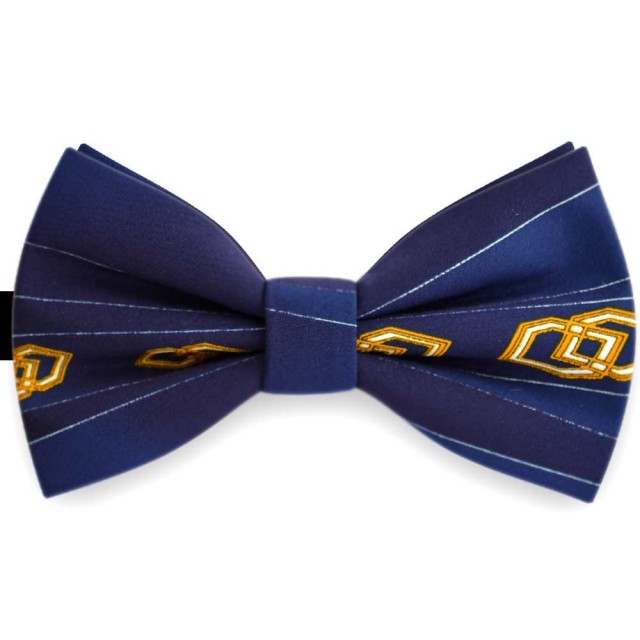 Papion barbati, albastru marin navy, model romburi aurii