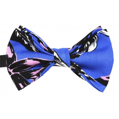 Papion barbati, albastru, cu model floral multicolor 