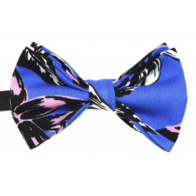 Papion barbati, albastru, cu model floral multicolor 