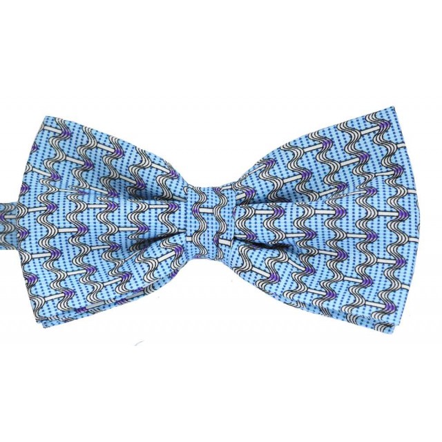 Papion bleu cu model abstract alb si negru 