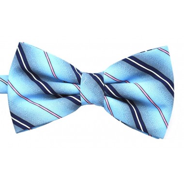 Papion bleu cu dungi oblice albe roz si bleumarin