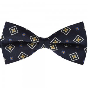 Papion bleumarin clasic, model floral galben