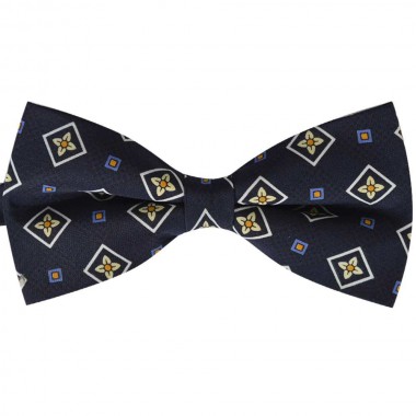 Papion bleumarin clasic, model floral galben